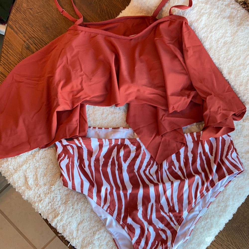 Women Swimsuit High Waisted Bikini Two Piece Halter Tummy Control Suit